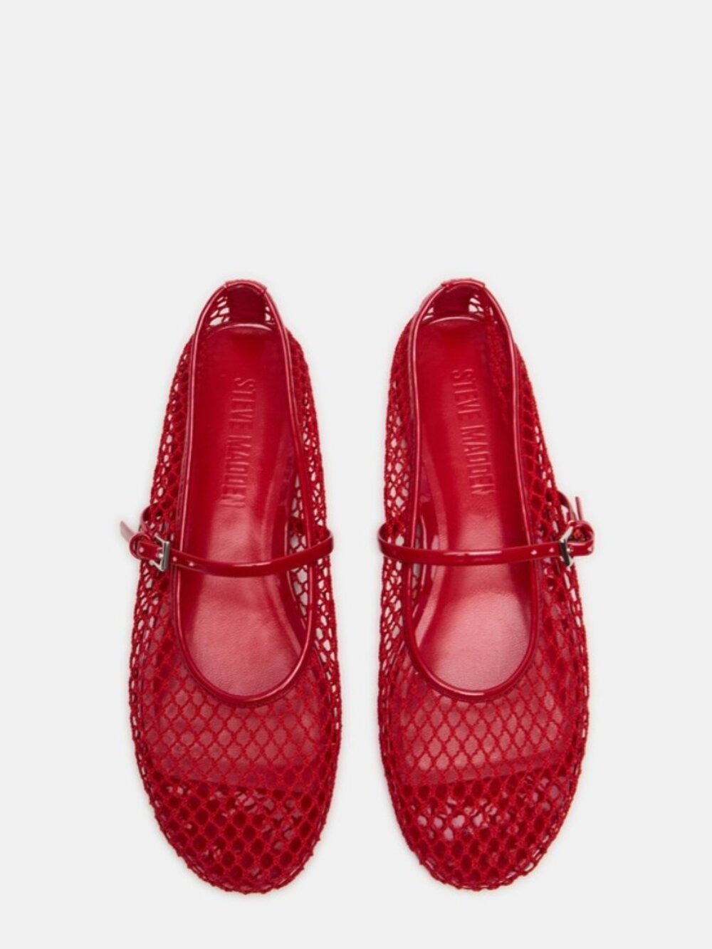 Steve Madden MAGS Mesh Mary Jane Flats in Red NEW